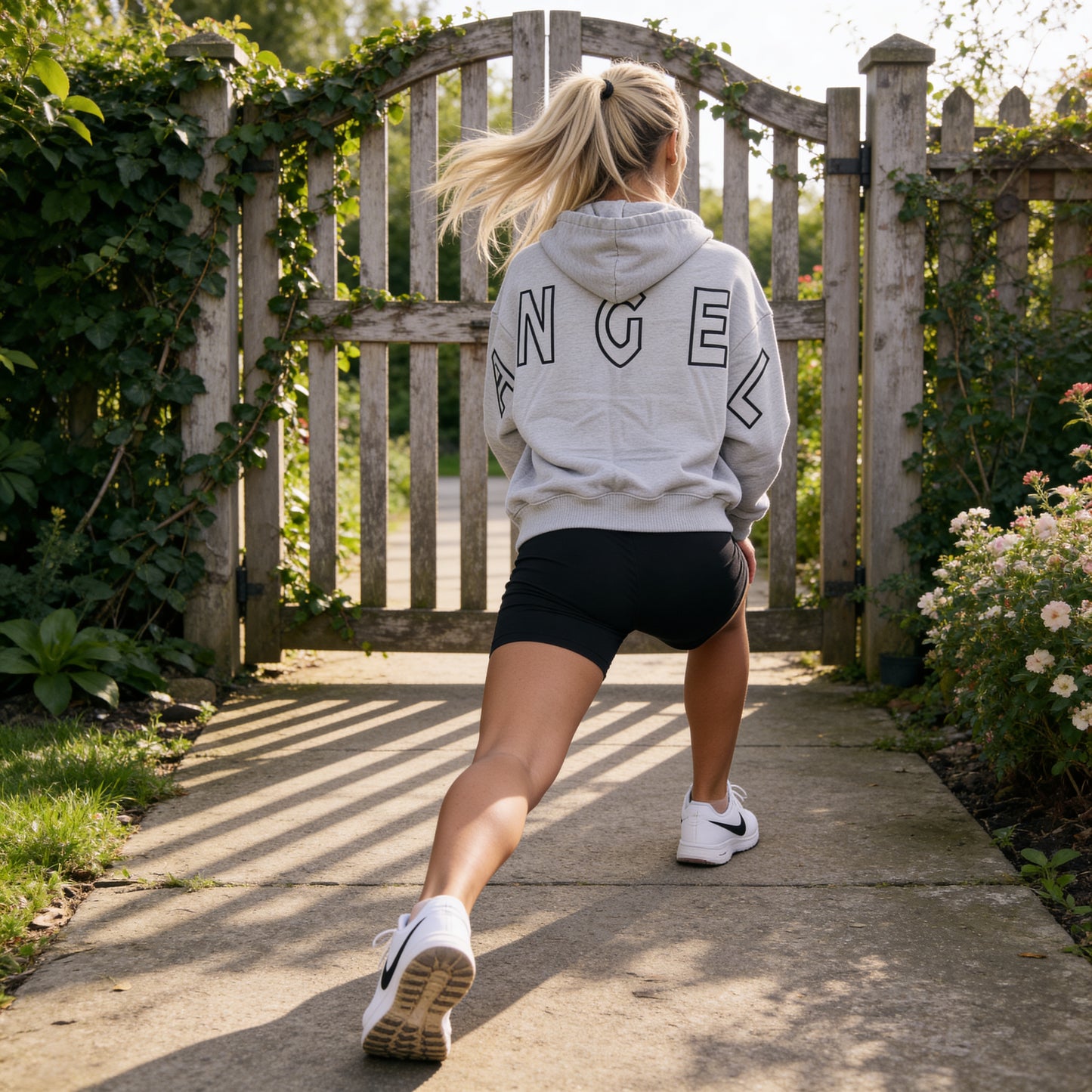 LIGHT GREY GEMINI - Peach Finish Oversized Hoodie with OUTLINE Text