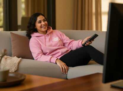 BABY PINK GEMINI - Peach Finish Oversized Hoodie with Solid Text