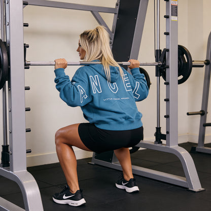 OCEAN BLUE GEMINI - Peach Finish Oversized Hoodie with OUTLINE Text