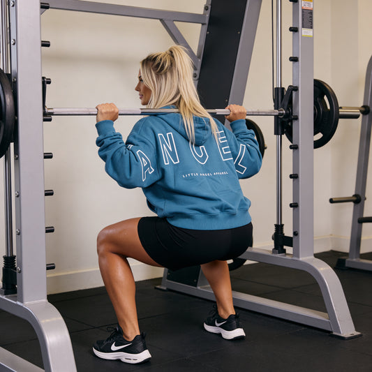 OCEAN BLUE GEMINI - Peach Finish Oversized Hoodie with OUTLINE Text