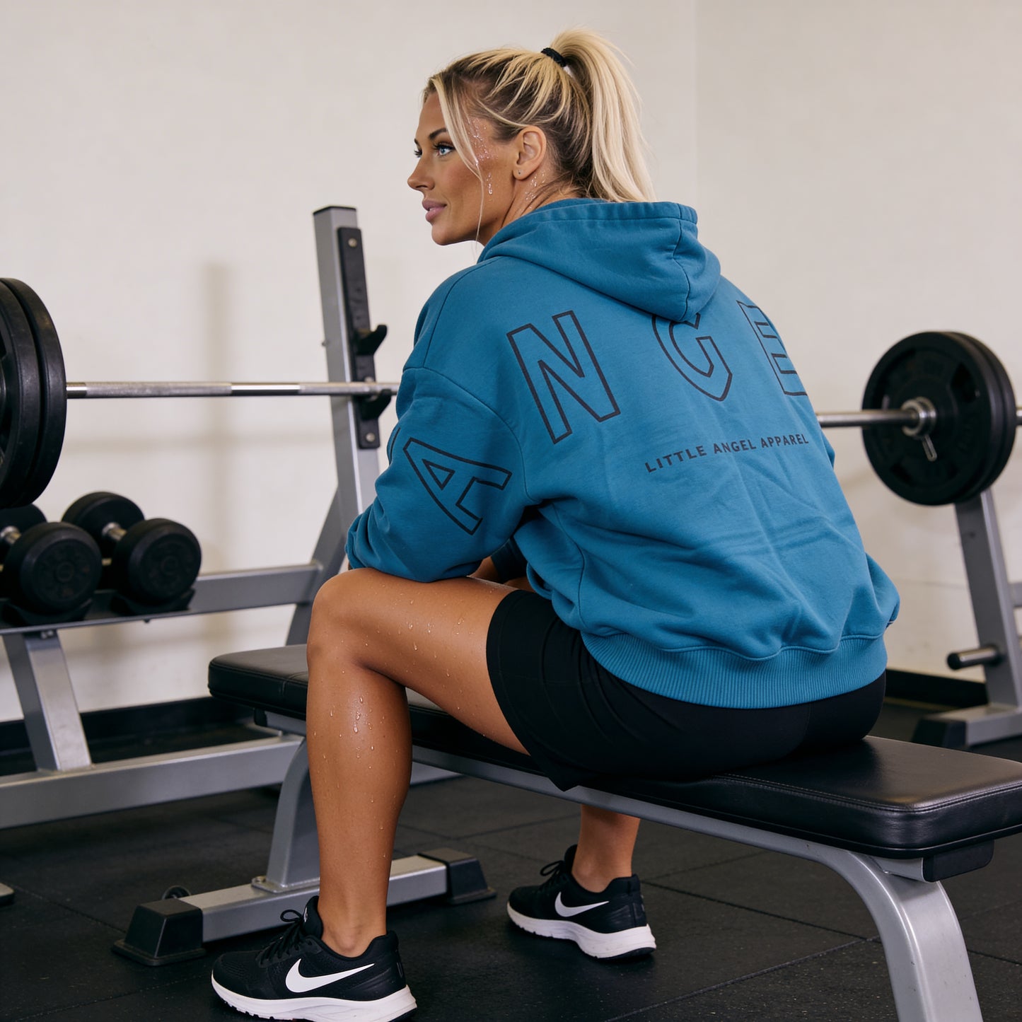 OCEAN BLUE GEMINI - Peach Finish Oversized Hoodie with OUTLINE Text