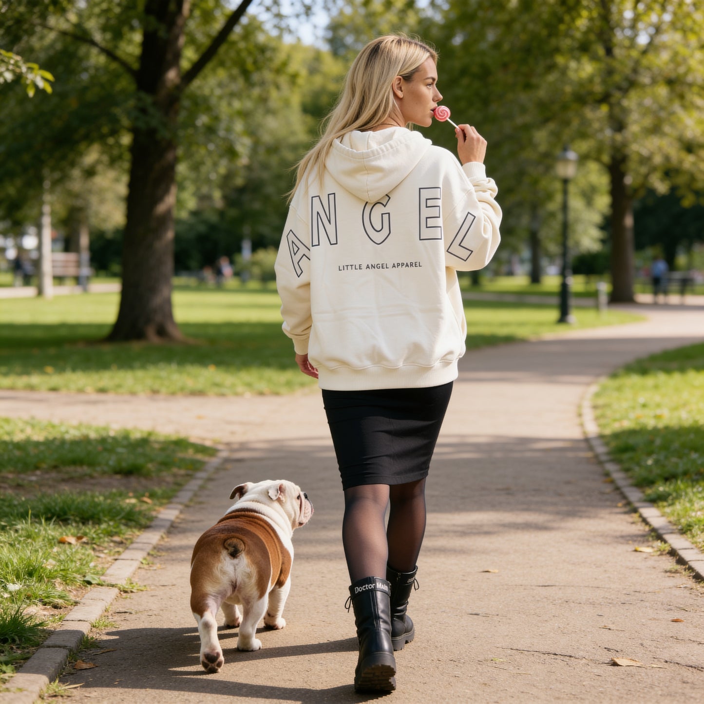 IVORY GEMINI - Peach Finish Oversized Hoodie with OUTLINE Text
