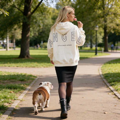 IVORY GEMINI - Peach Finish Oversized Hoodie with OUTLINE Text