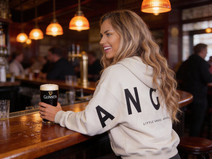 IVORY GEMINI - Peach Finish Oversized Hoodie with Solid Text