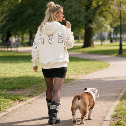 IVORY GEMINI - Peach Finish Oversized Hoodie with OUTLINE Text
