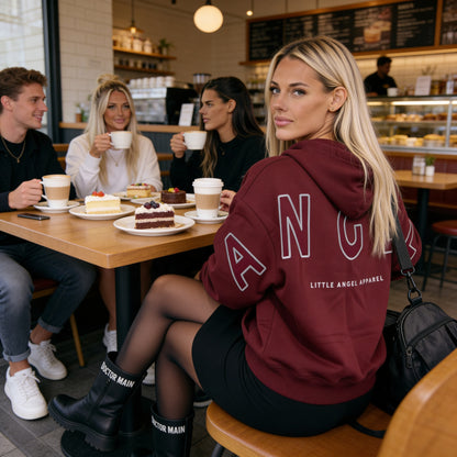 MAROON GEMINI - Peach Finish Oversized Hoodie with OUTLINE Text