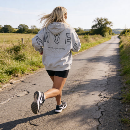 LIGHT GREY GEMINI - Peach Finish Oversized Hoodie with OUTLINE Text