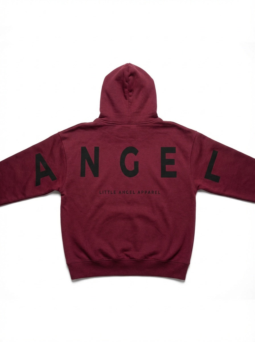 MAROON GEMINI - Peach Finish Oversized Hoodie with Solid Text