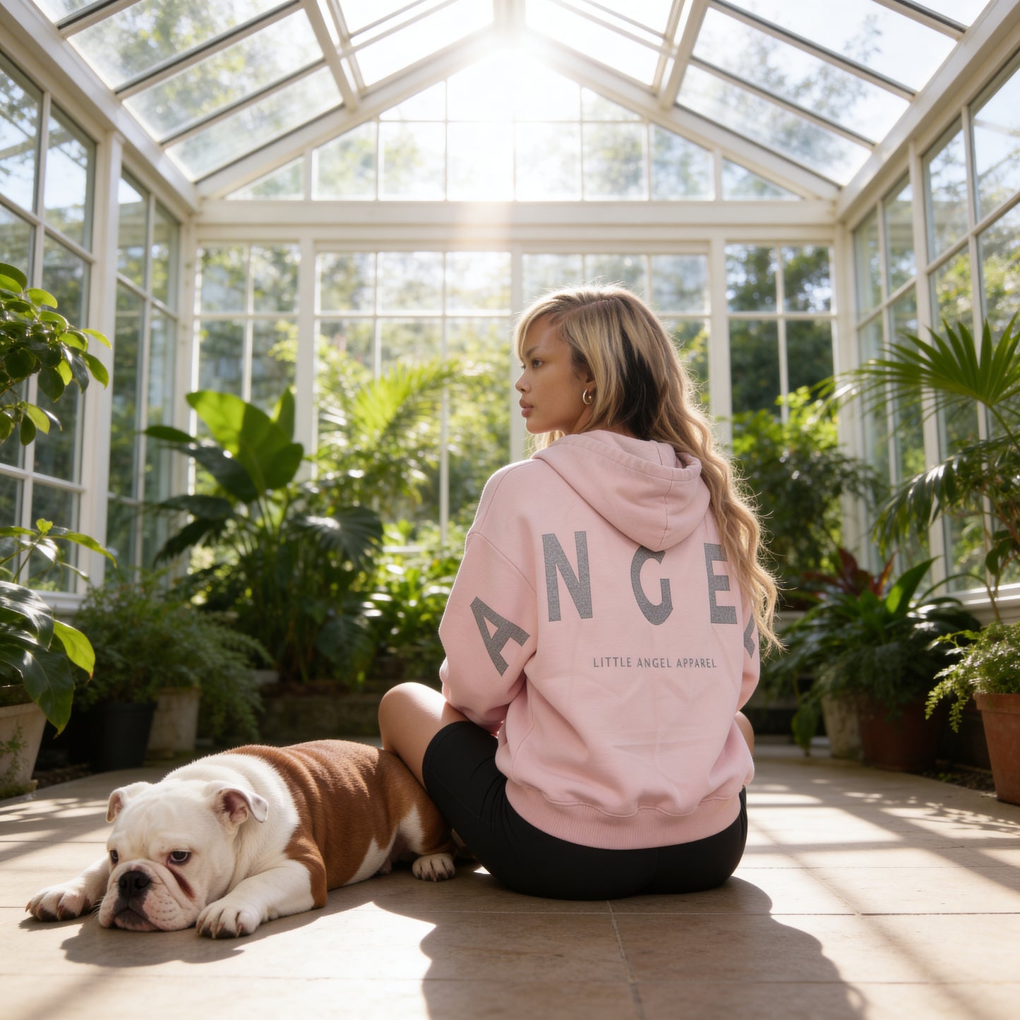 BABY PINK GEMINI - Peach Finish Oversized Hoodie with Solid Text