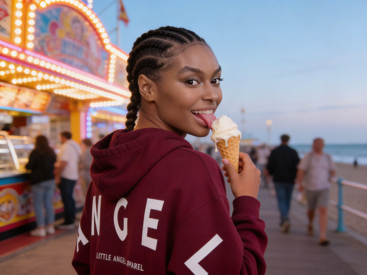 MAROON GEMINI - Peach Finish Oversized Hoodie with Solid Text