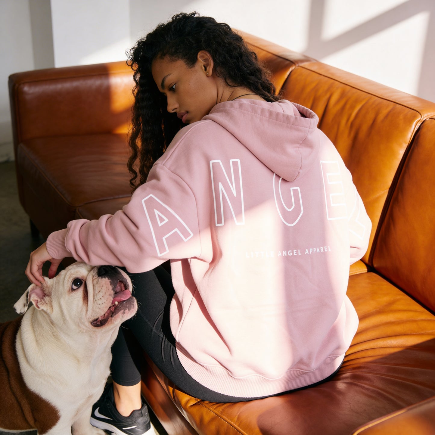 BABY PINK GEMINI - Peach Finish Oversized Hoodie with OUTLINE Text