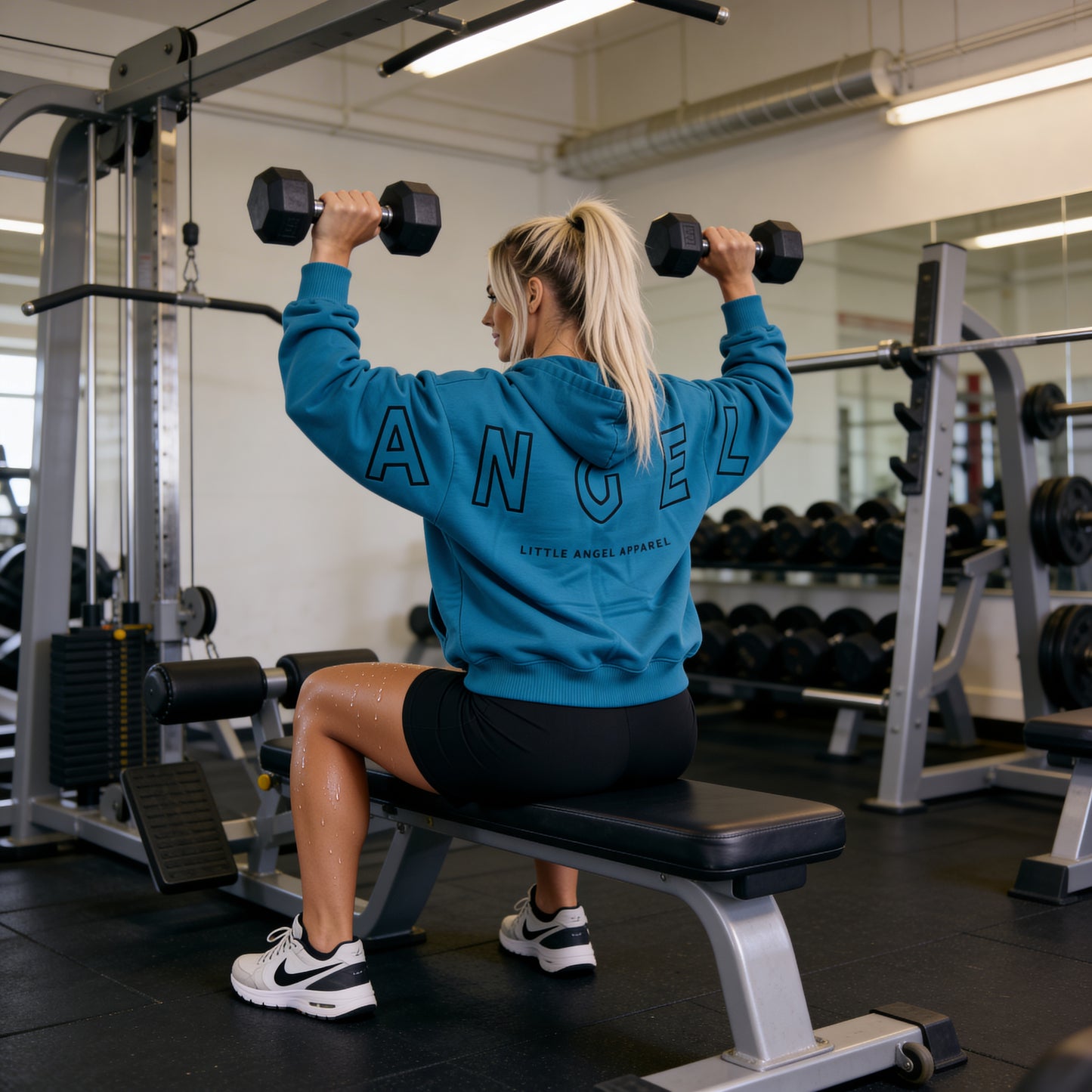 OCEAN BLUE GEMINI - Peach Finish Oversized Hoodie with OUTLINE Text