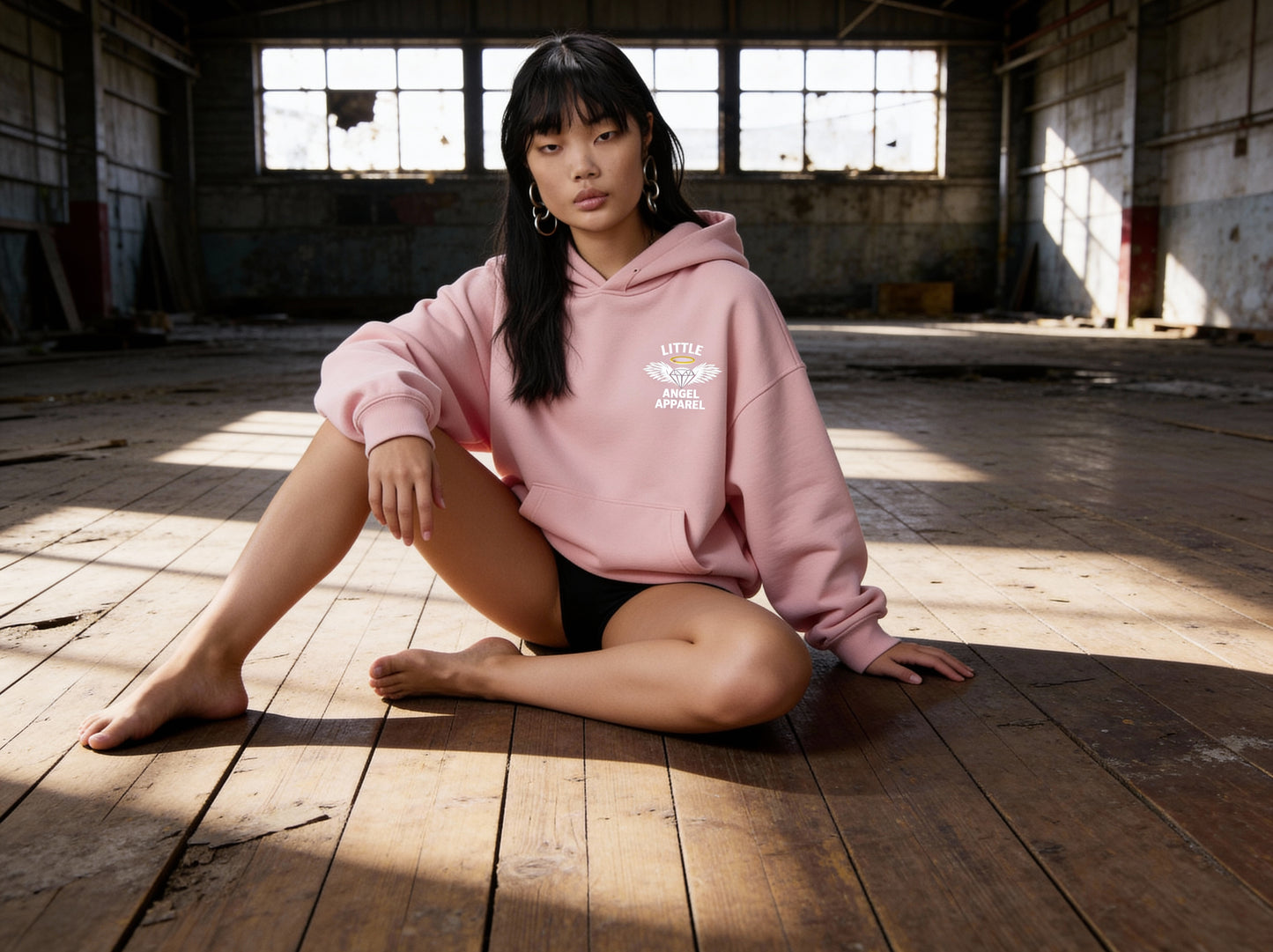 BABY PINK GEMINI - Peach Finish Oversized Hoodie with Solid Text