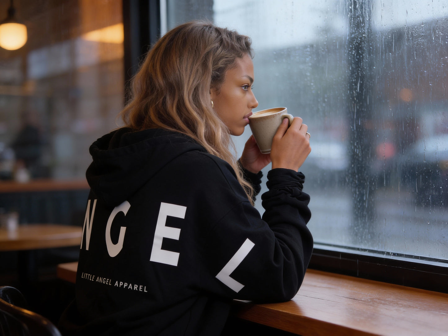BLACK GEMINI - Peach Finish Oversized Hoodie with Solid Text (Copy)