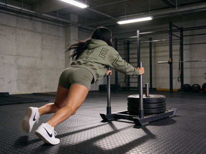 SAGE GREEN GEMINI - Peach Finish Oversized Hoodie with OUTLINE Text