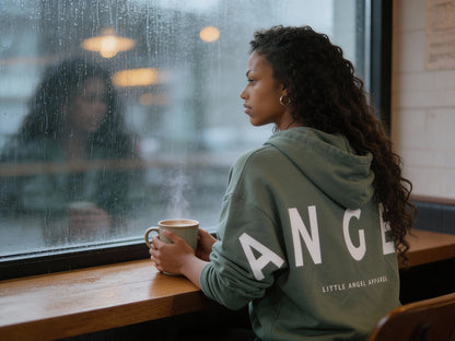 SAGE GREEN GEMINI - Peach Finish Oversized Hoodie with Solid Text