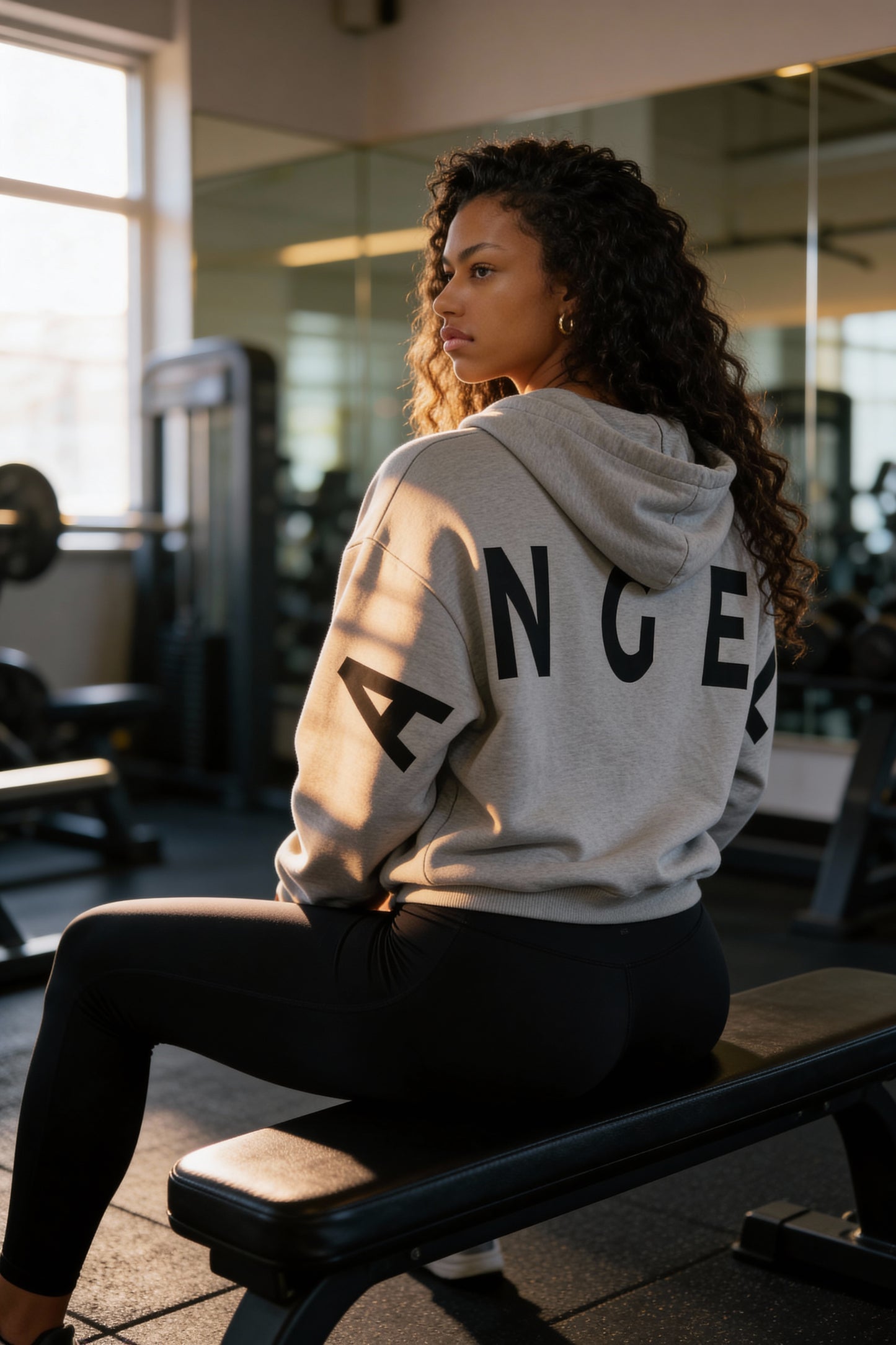 GREY MIST GEMINI - Peach Finish Oversized Hoodie with Solid Text