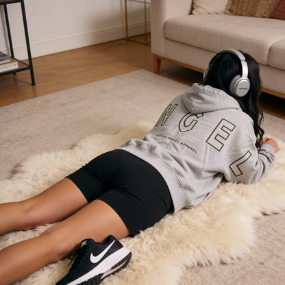 LIGHT GREY GEMINI - Peach Finish Oversized Hoodie with OUTLINE Text