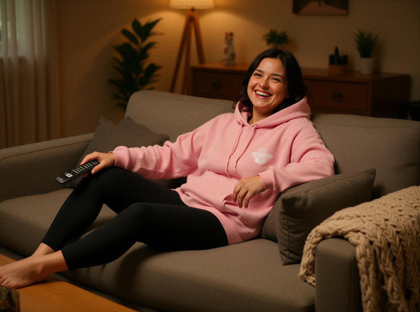 BABY PINK GEMINI - Peach Finish Oversized Hoodie with Solid Text