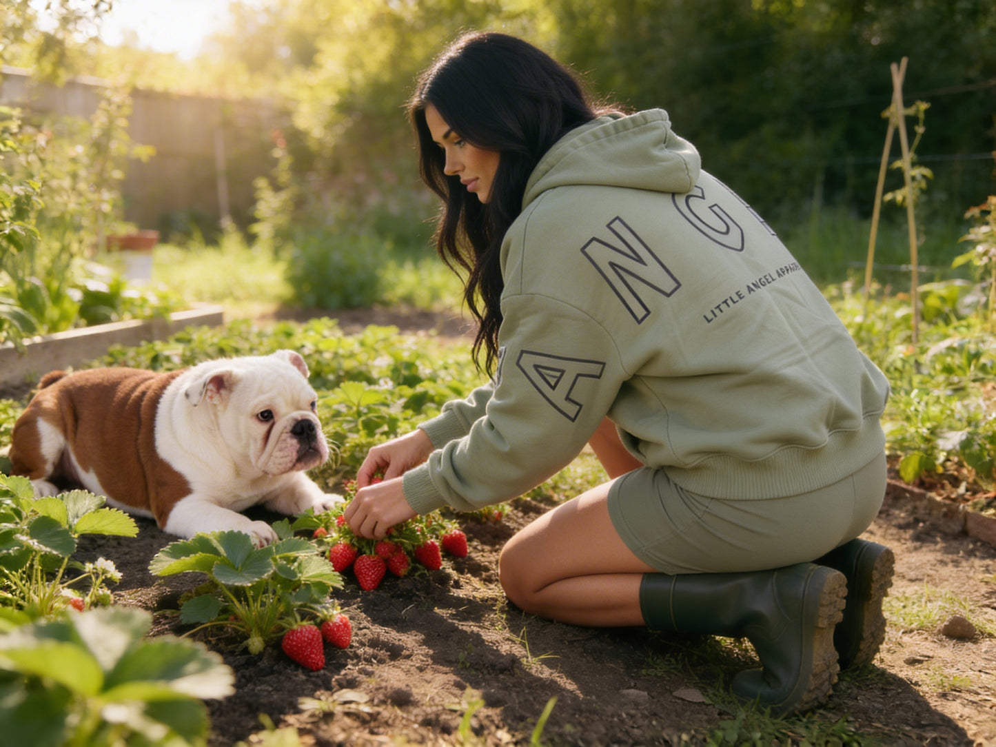 SAGE GREEN GEMINI - Peach Finish Oversized Hoodie with OUTLINE Text