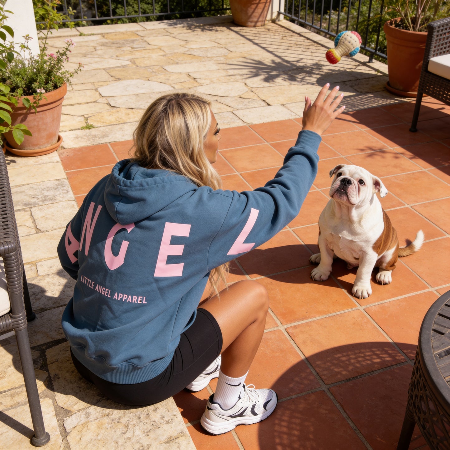 OCEAN BLUE GEMINI - Peach Finish Oversized Hoodie with Solid Text