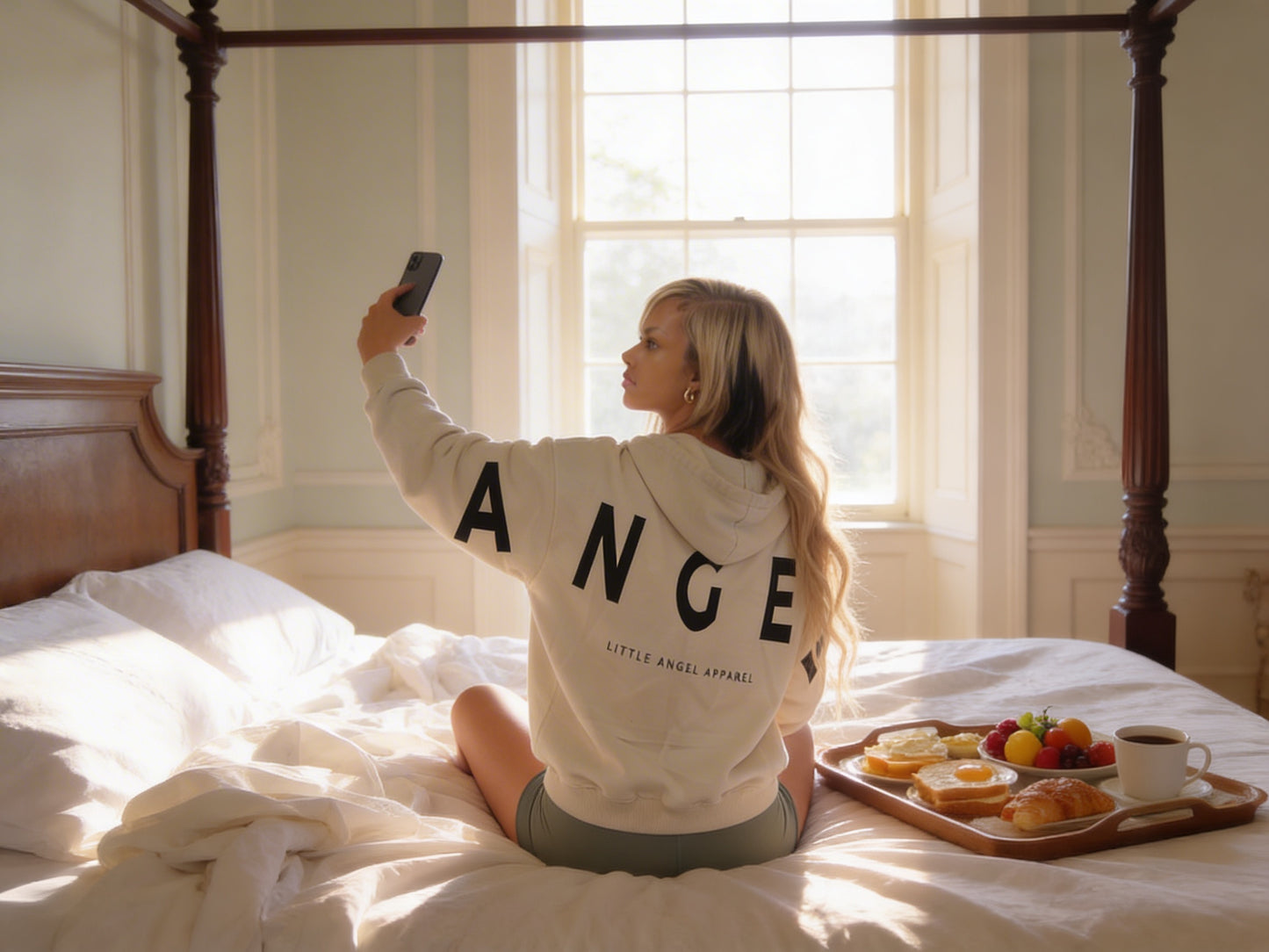 IVORY GEMINI - Peach Finish Oversized Hoodie with Solid Text