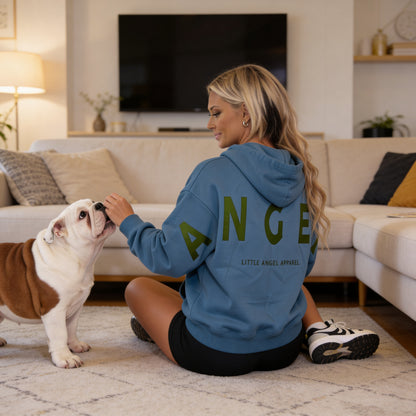 OCEAN BLUE GEMINI - Peach Finish Oversized Hoodie with Solid Text