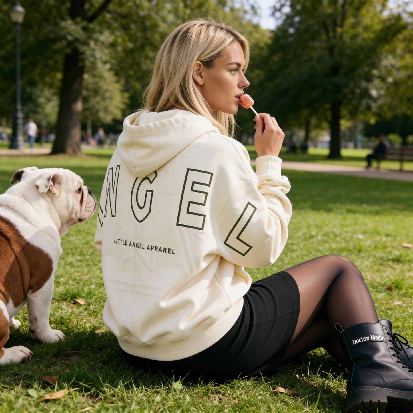 IVORY GEMINI - Peach Finish Oversized Hoodie with OUTLINE Text
