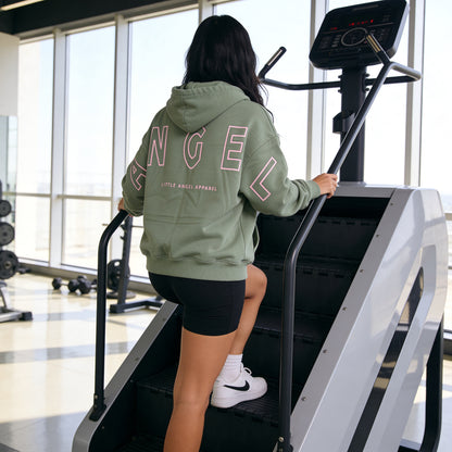 SAGE GREEN GEMINI - Peach Finish Oversized Hoodie with OUTLINE Text