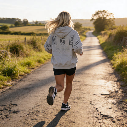 LIGHT GREY GEMINI - Peach Finish Oversized Hoodie with OUTLINE Text