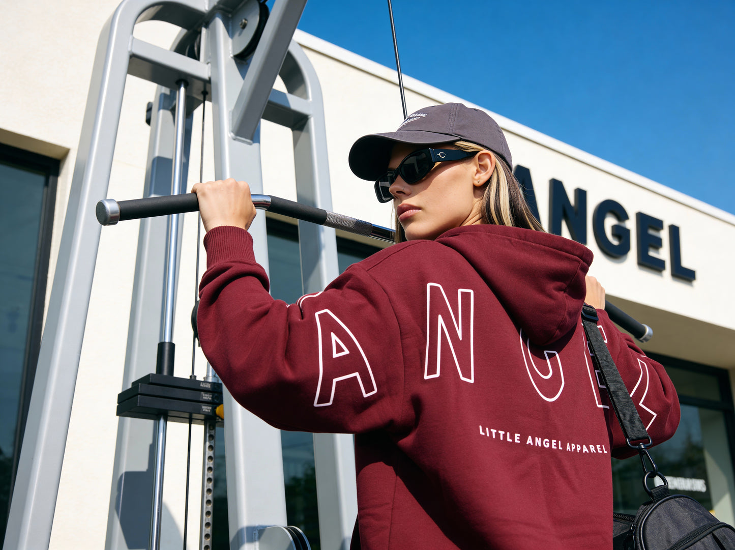 MAROON GEMINI - Peach Finish Oversized Hoodie with OUTLINE Text