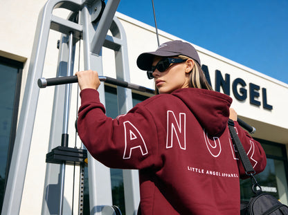 MAROON GEMINI - Peach Finish Oversized Hoodie with OUTLINE Text