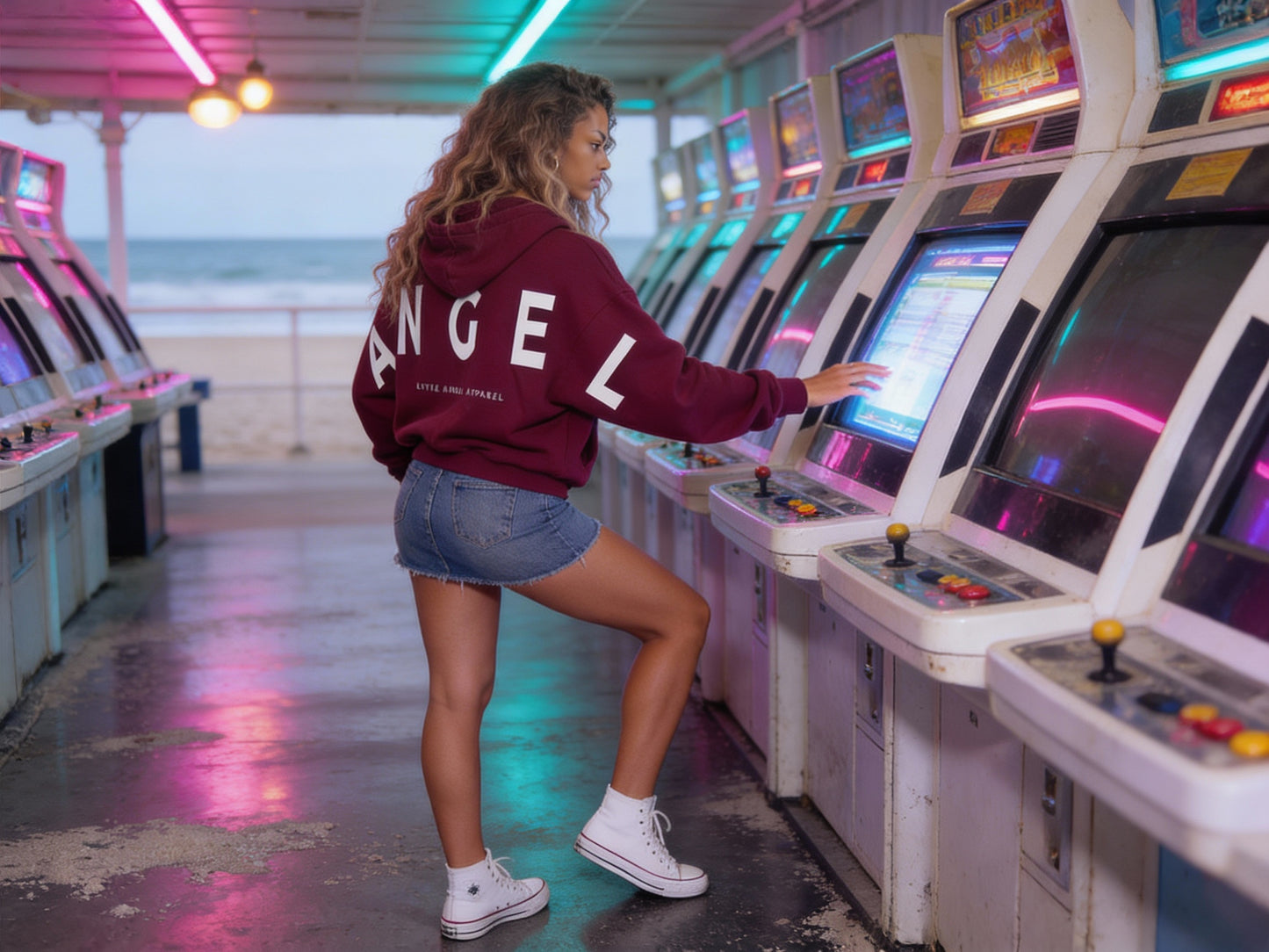 MAROON GEMINI - Peach Finish Oversized Hoodie with Solid Text