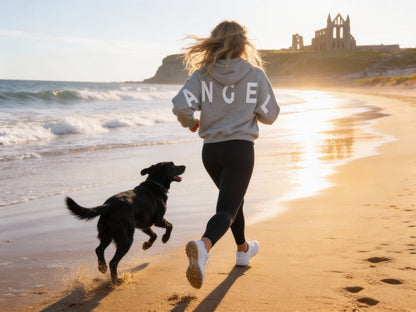 GREY MIST GEMINI - Peach Finish Oversized Hoodie with Solid Text