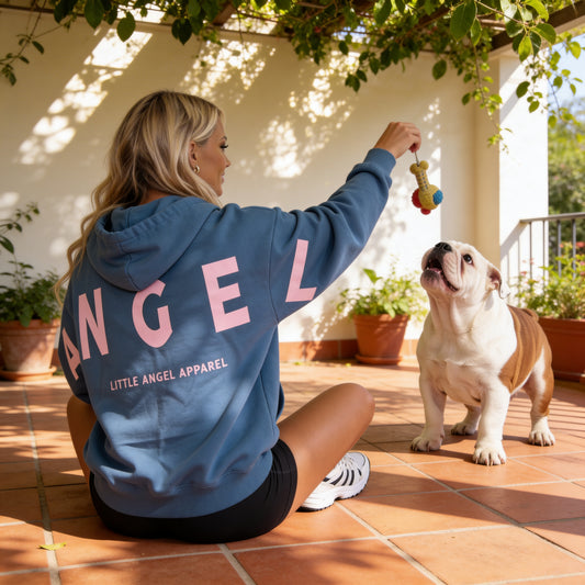 OCEAN BLUE GEMINI - Peach Finish Oversized Hoodie with Solid Text
