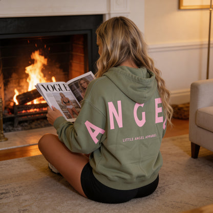 SAGE GREEN GEMINI - Peach Finish Oversized Hoodie with Solid Text