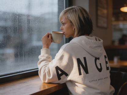 IVORY GEMINI - Peach Finish Oversized Hoodie with Solid Text