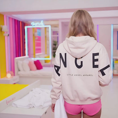IVORY GEMINI - Peach Finish Oversized Hoodie with Solid Text
